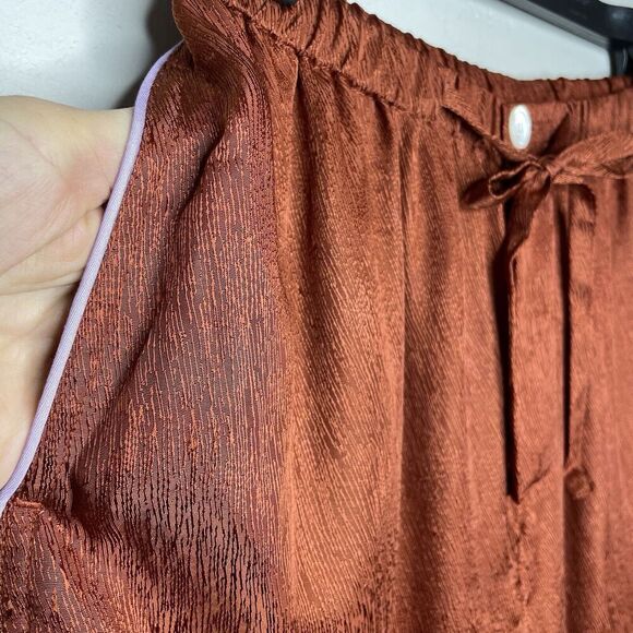 UNTITLED IN MOTION Satin Pants Women Small Brown Wide Leg Pajama Suiting - Picture 7 of 16